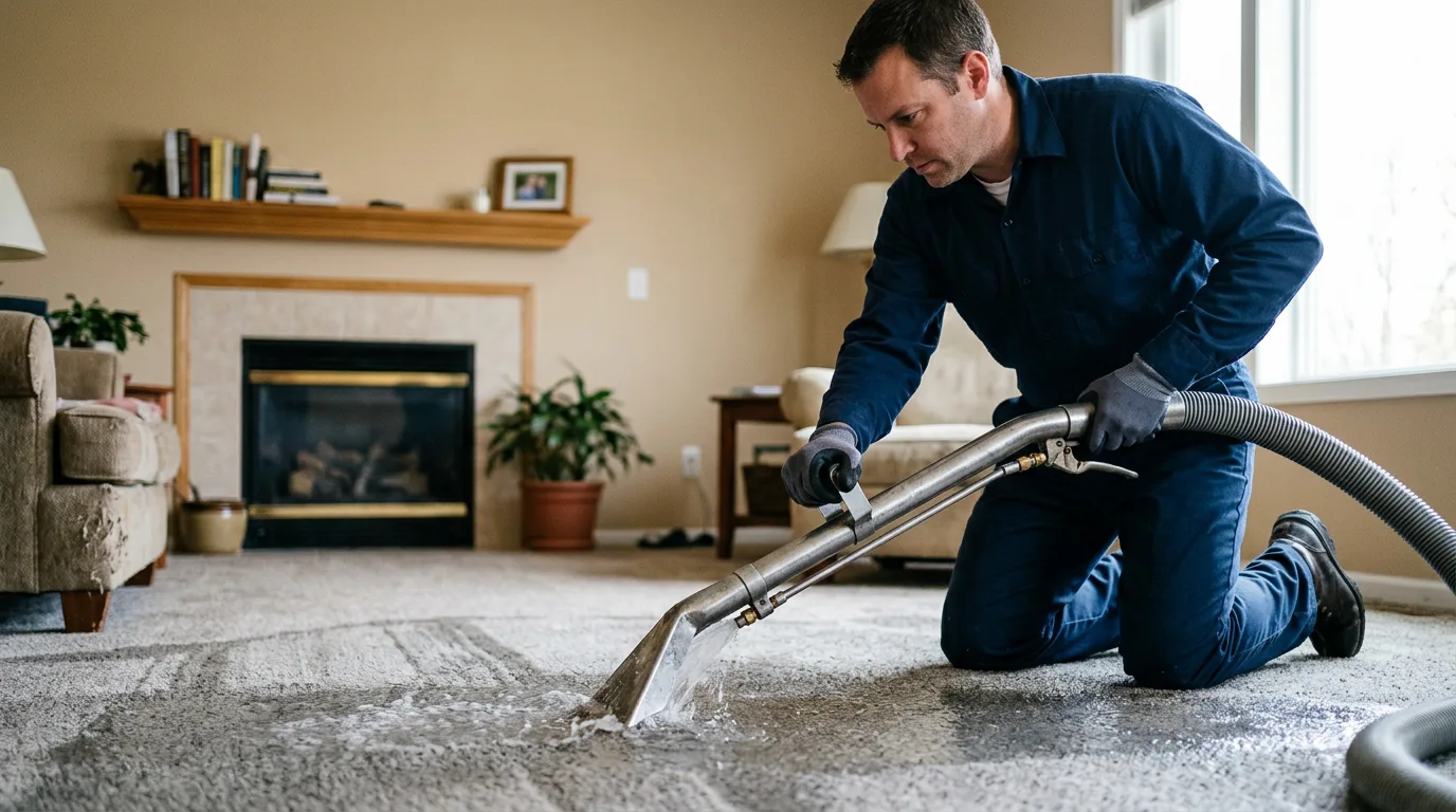 Water damage restoration technician working near Grampian, PA